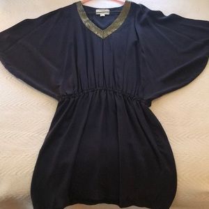 Nicole Miller silk embellished V Neck shift dress